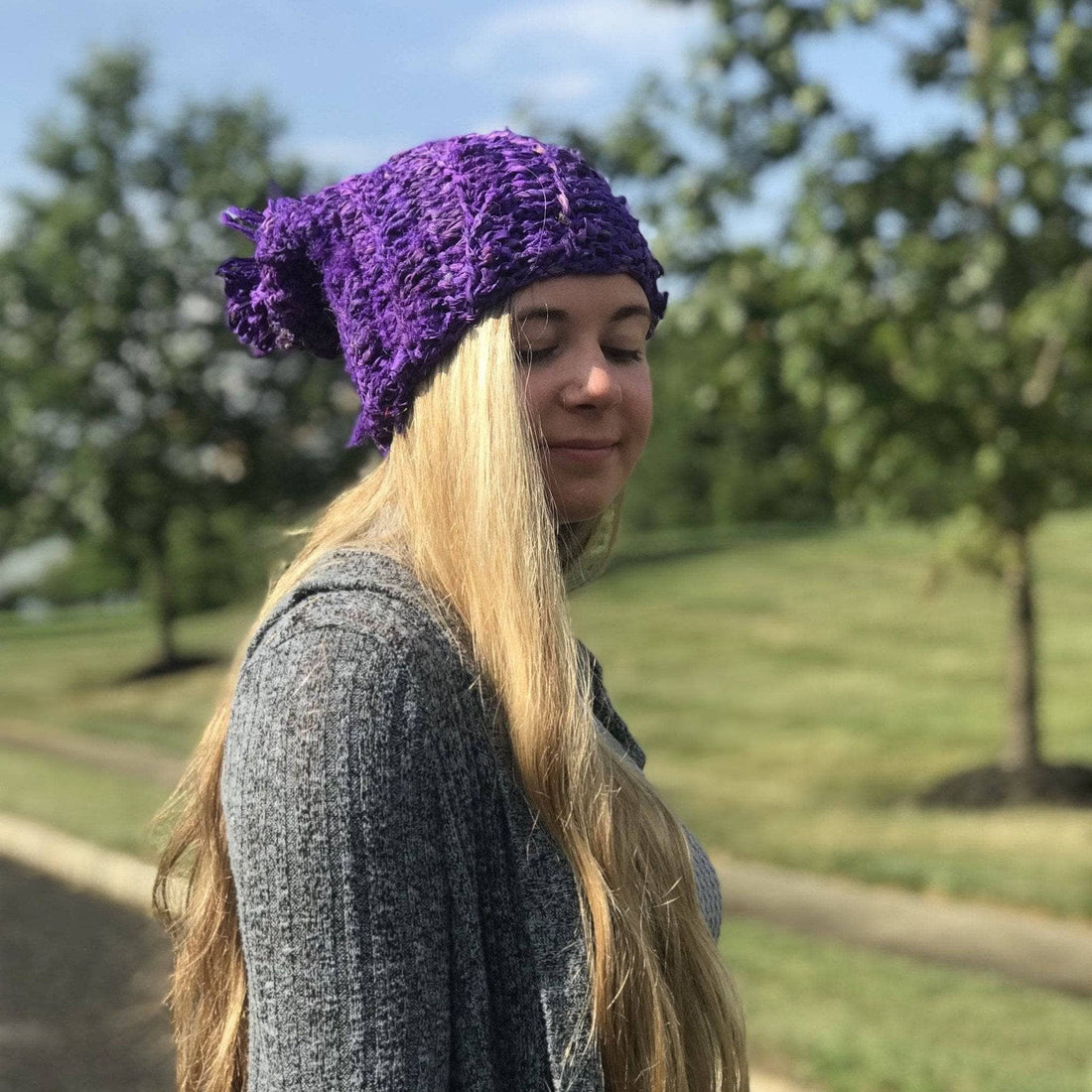 Sari Silk Ribbon Beanie Crochet Kit - Easy DIY Bohemian Project