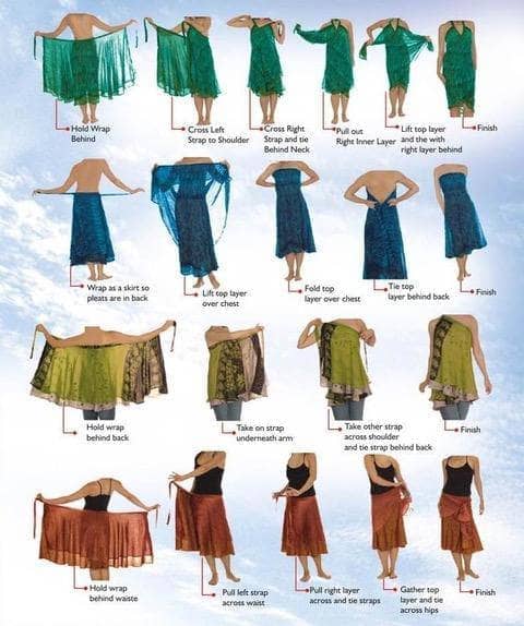 Bohemian Silk Sari Wrap Skirt Discovery 3-Pack - Maxi, Tea, Mini