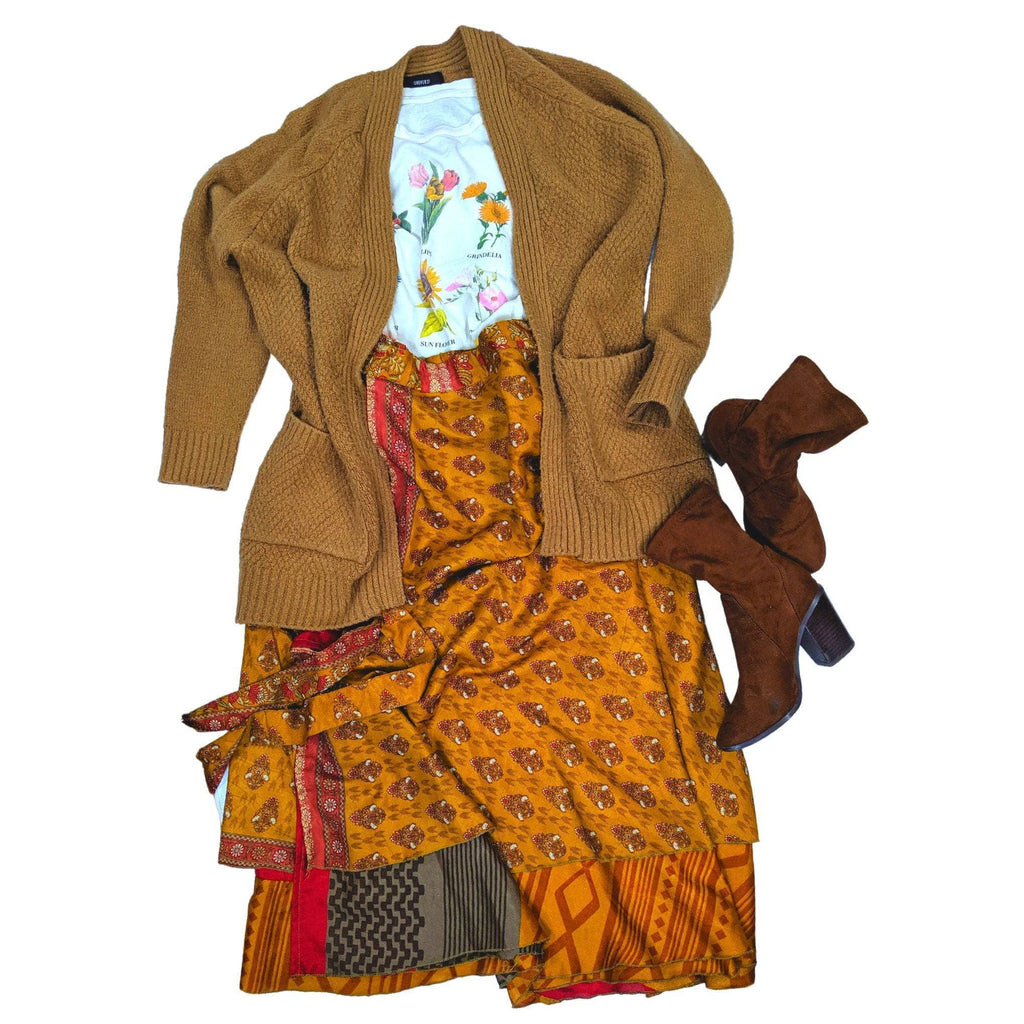 Bohemian Silk Sari Wrap Skirt Discovery 3-Pack - Maxi, Tea, Mini