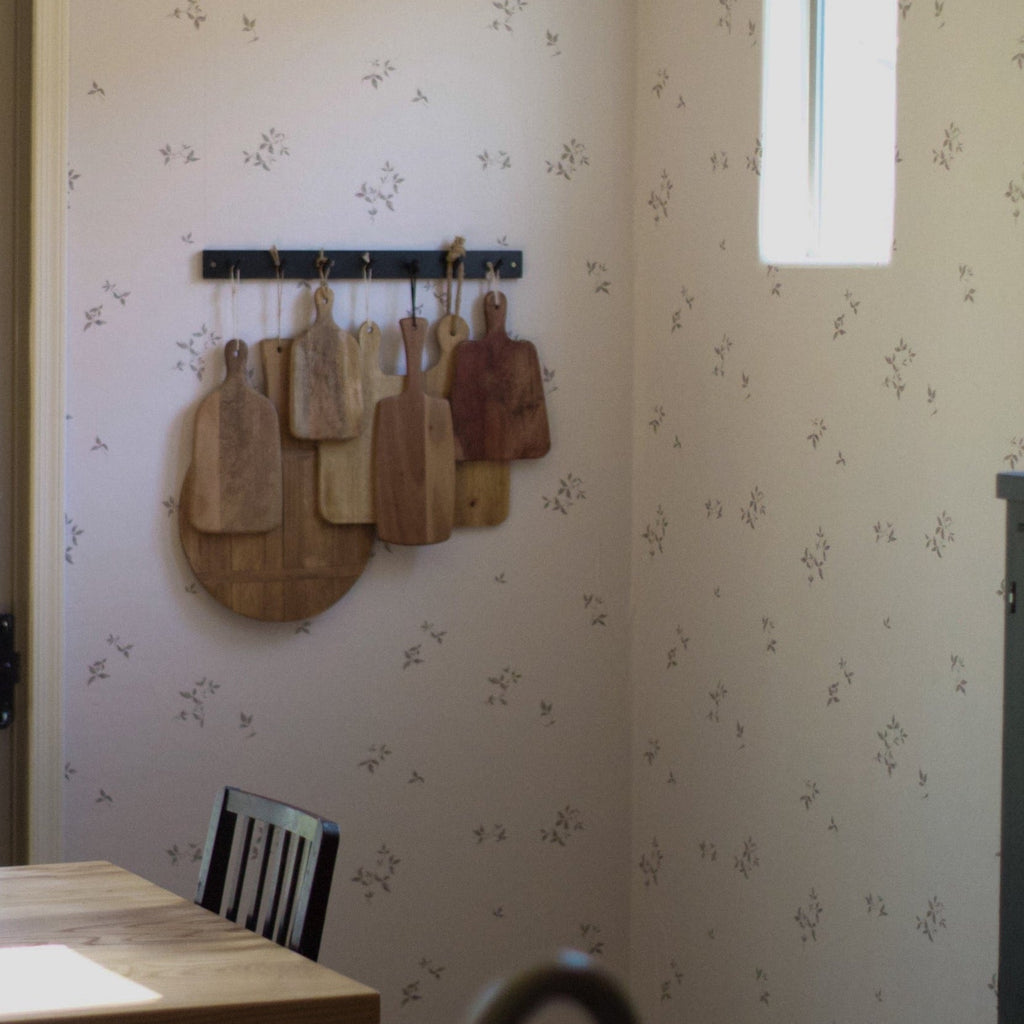 Nova minimalist textured wallpaper in off-white and taupe for a farmhouse interior