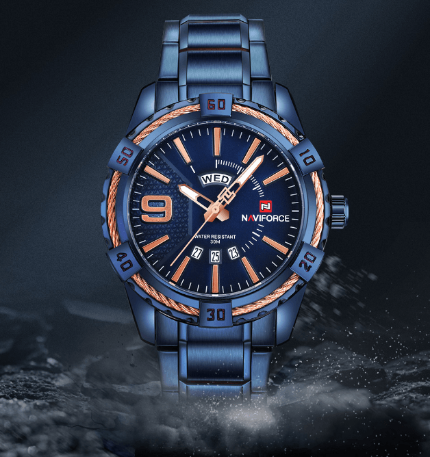 Men's Waterproof Chronograph Watch with Date Display - Modern Metal