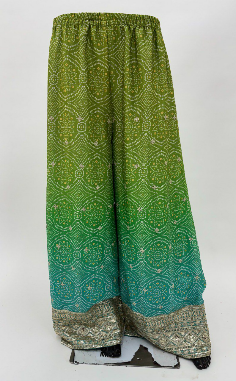 Green and Teal Chinon Embroidered Salwar Kameez - Stitched Suit