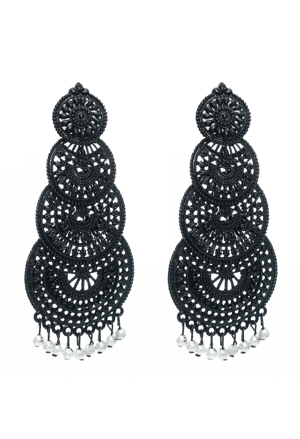 Modern black color statement earrings for women