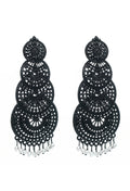 Modern black color statement earrings for women