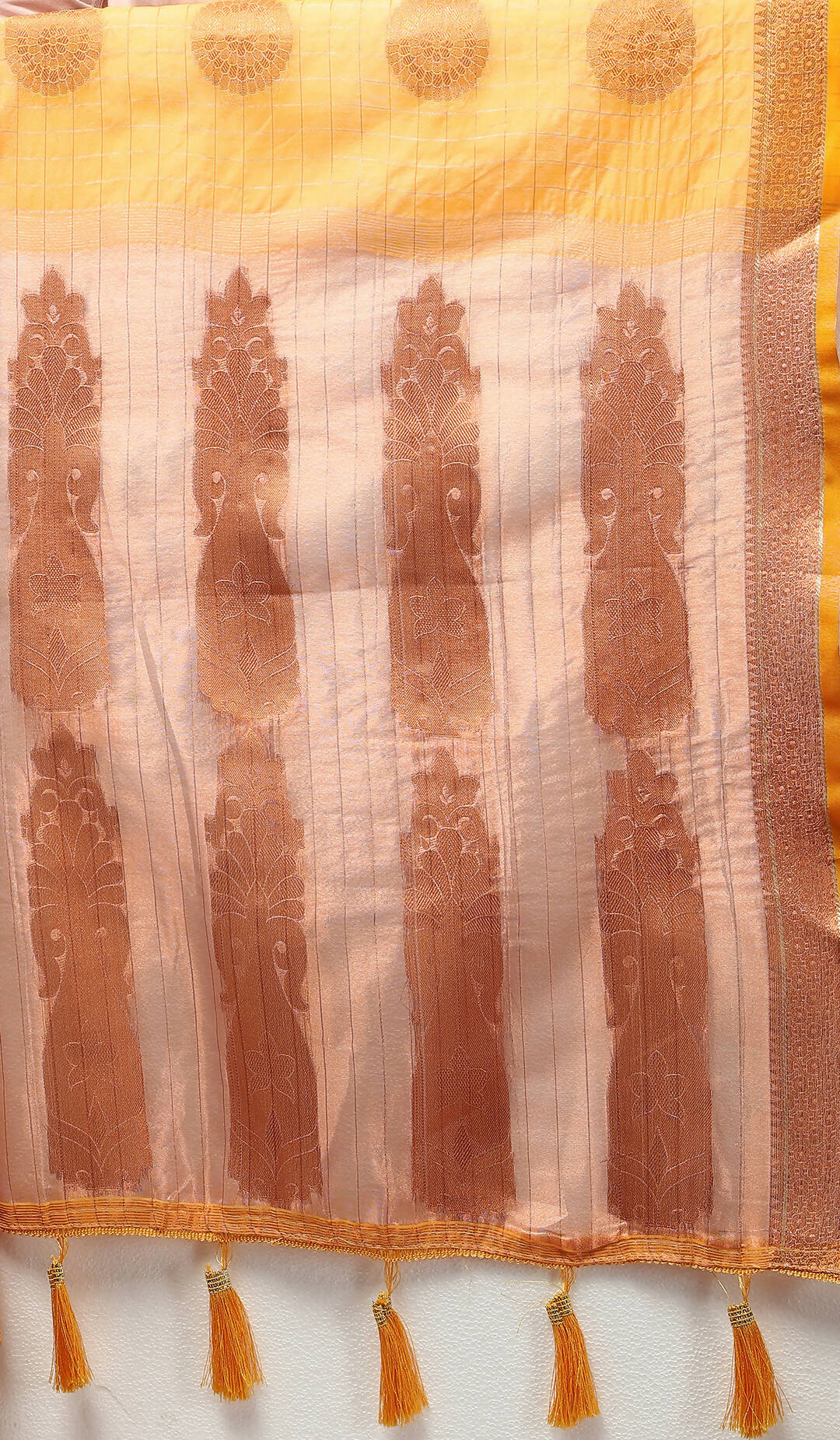 Orange Cotton Saree with Classic Woven Zari Weaving