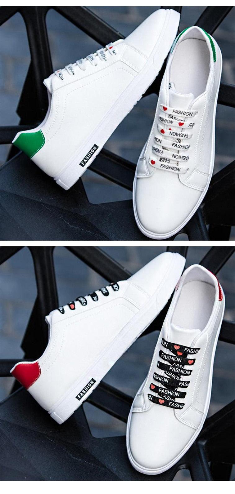 Platform Leather Sneakers Lace-Up Athletic Casual Walking Shoes