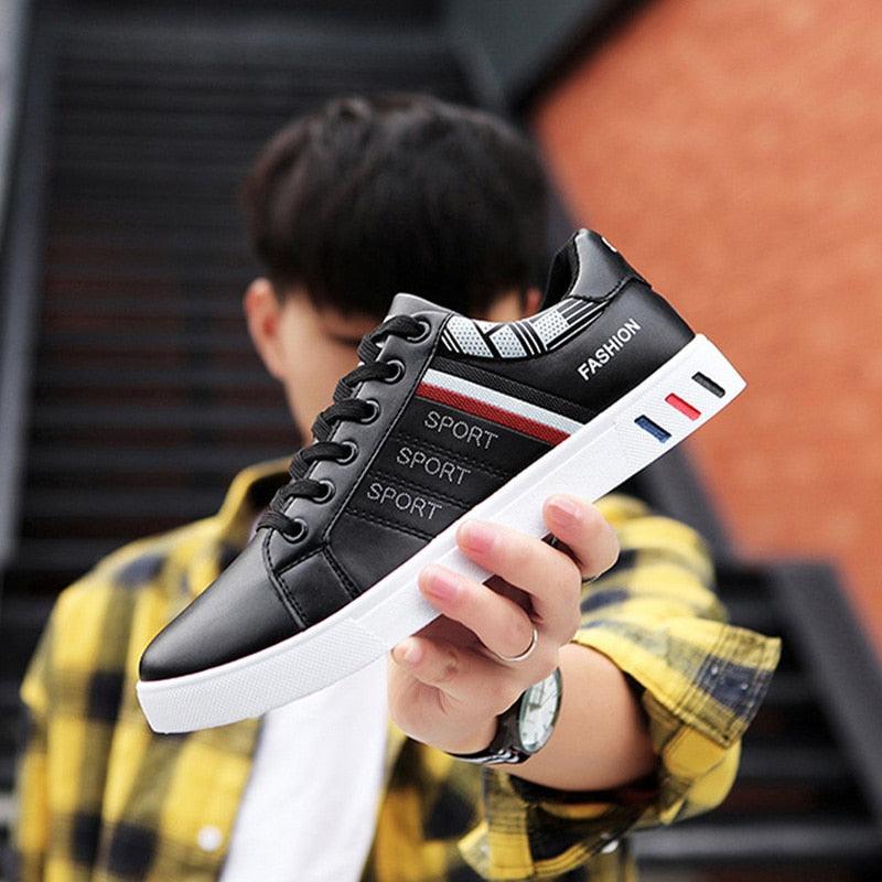 Platform Leather Sneakers Lace-Up Athletic Casual Walking Shoes