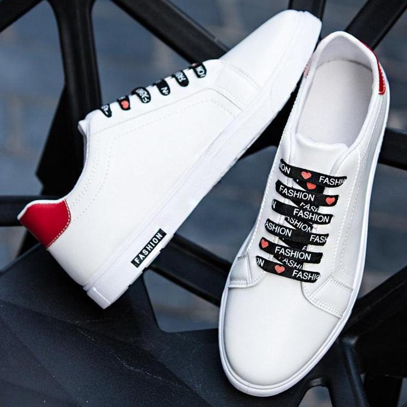 Stylish platform sneakers made from artificial leather with a secure lace-up front.