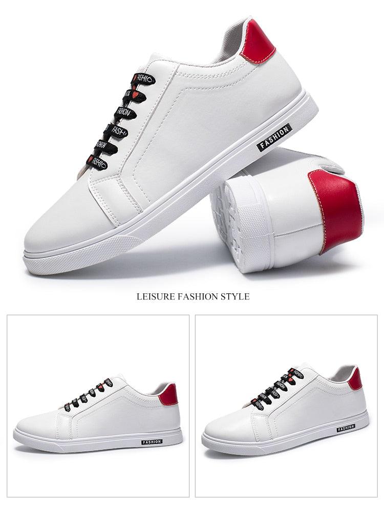 Platform Leather Sneakers Lace-Up Athletic Casual Walking Shoes