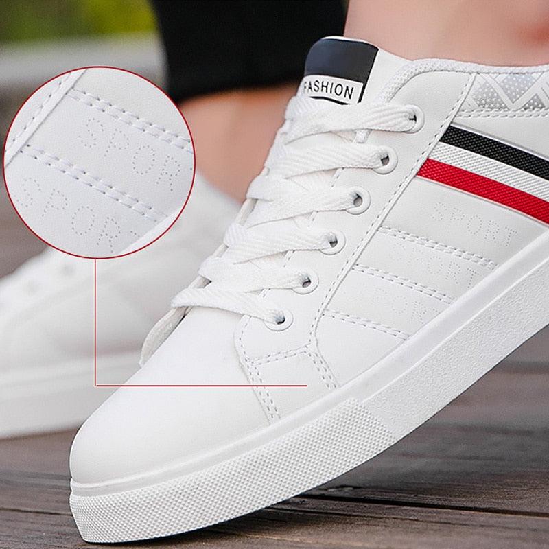 Platform Leather Sneakers Lace-Up Athletic Casual Walking Shoes