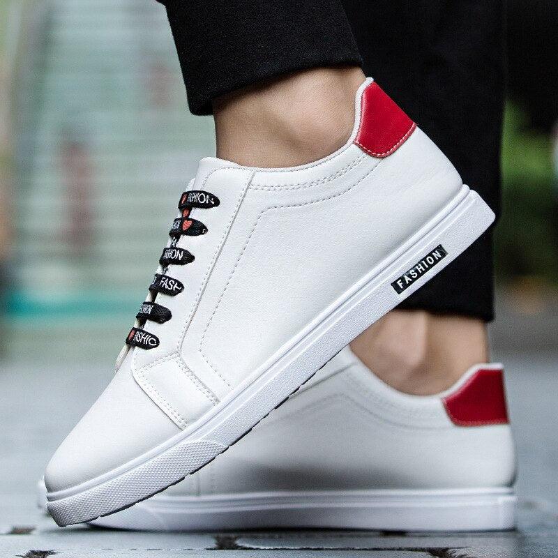Platform Leather Sneakers Lace-Up Athletic Casual Walking Shoes