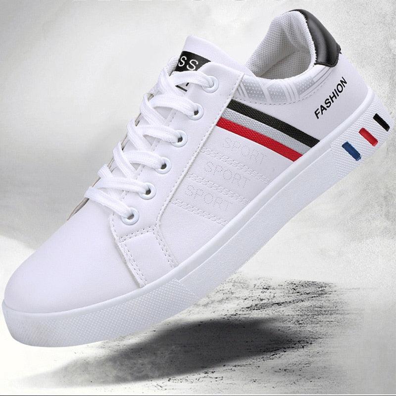 Platform Leather Sneakers Lace-Up Athletic Casual Walking Shoes