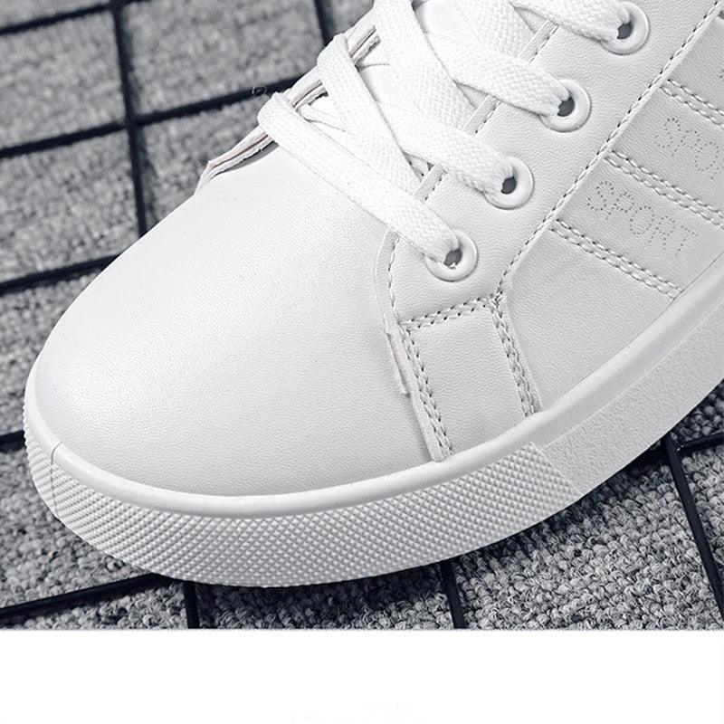 Platform Leather Sneakers Lace-Up Athletic Casual Walking Shoes
