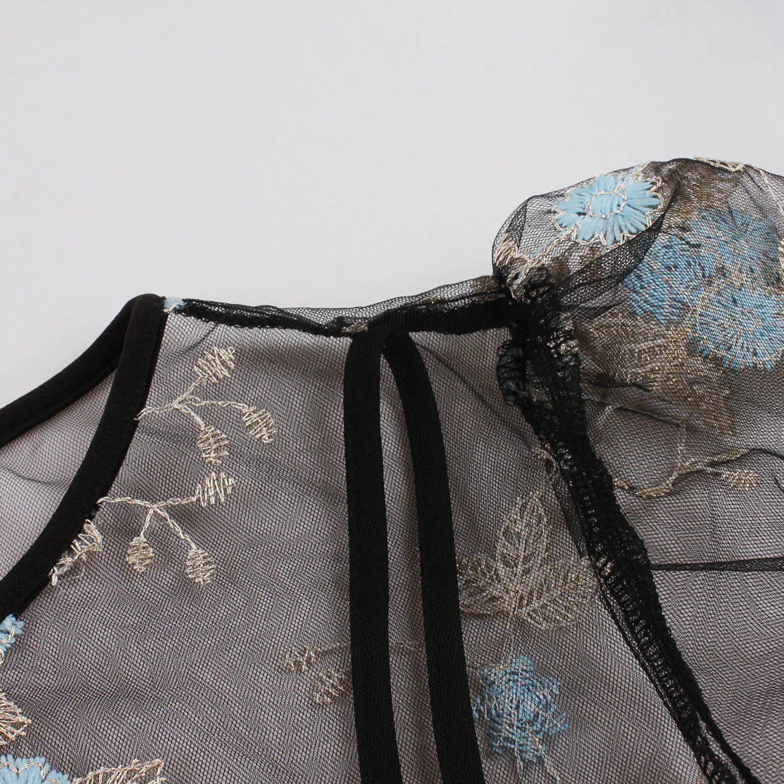 Elegant 1950s Embroidered Mesh Retro Party Dress