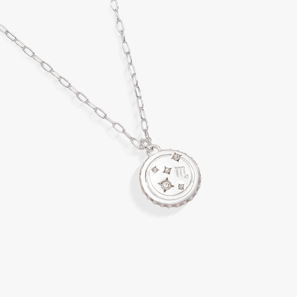 Scorpio Zodiac Charm Necklace with Crystal Accents