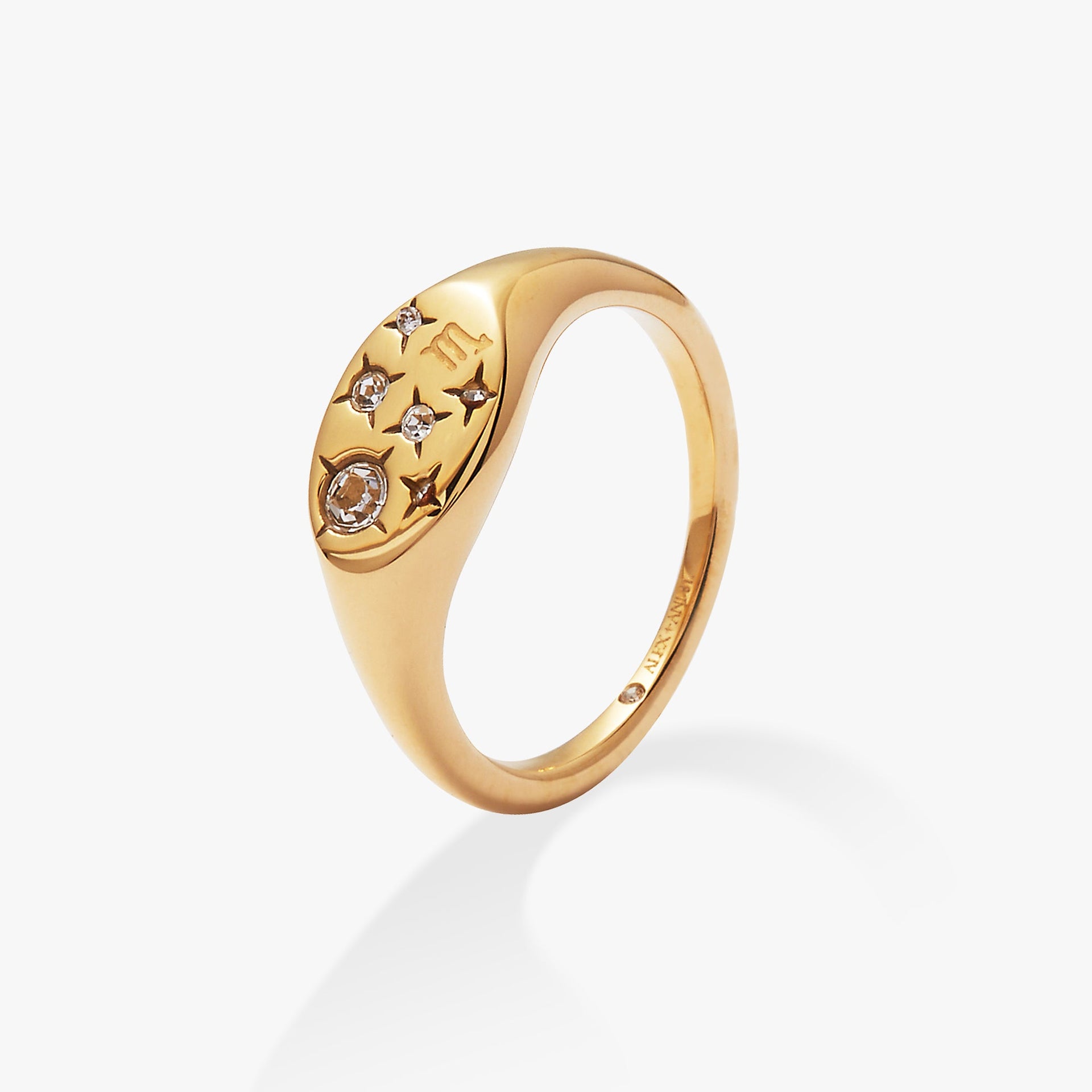 Scorpio Zodiac Signet Ring with Crystal Stars Size 7