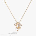 Scorpio zodiac charm necklace in gold-plated stainless steel with pear-shaped crystal charm
