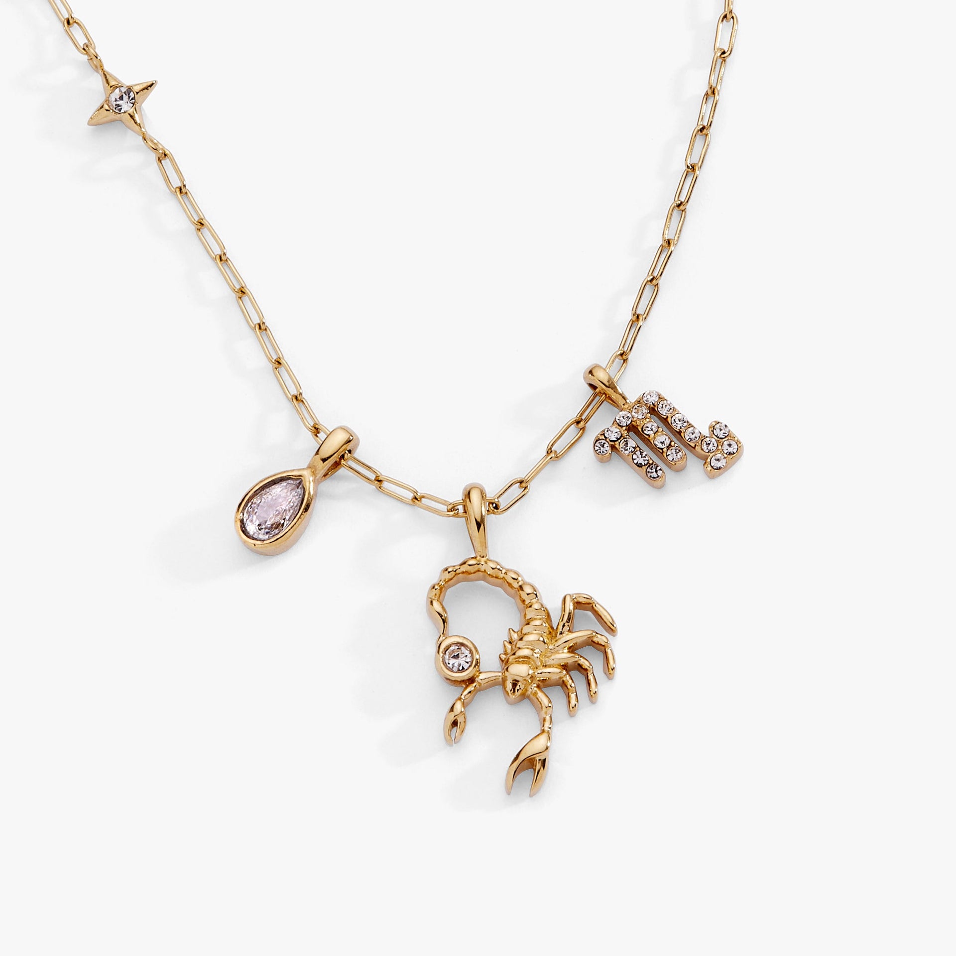 Scorpio Zodiac Charm Cluster Necklace in Gold-Plated Finish