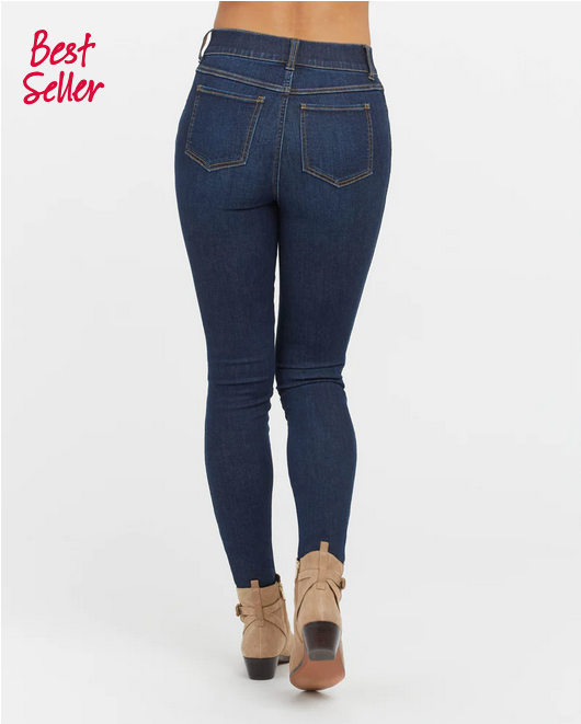 Midnight Shade Ankle Skinny Jeans High Rise Pull-On Stretch Denim