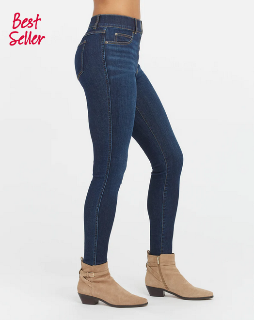 Midnight Shade Ankle Skinny Jeans High Rise Pull-On Stretch Denim