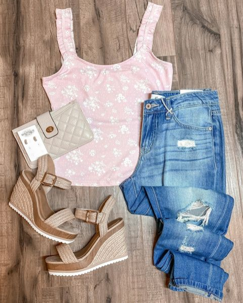 Ribbed Ruffled Straps Square Neck Tank Top for Effortless Chic
