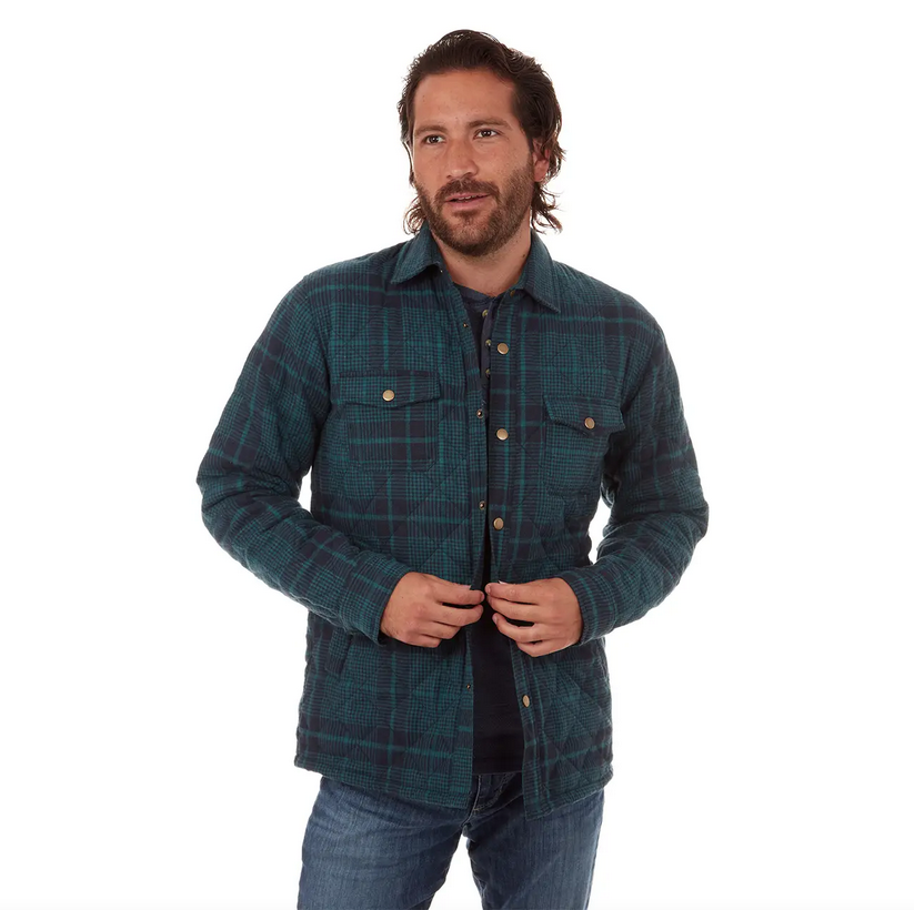 Close-up of the Leon Quilted Flannel Jacket showing the quilted fabric texture and construction.