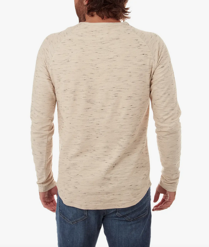 Beckett Long Sleeve Henley Shirt in Almond Cotton Blend