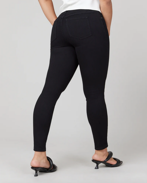 Clean Black Ankle Skinny Jeans High Rise Pull-On Stretch Denim