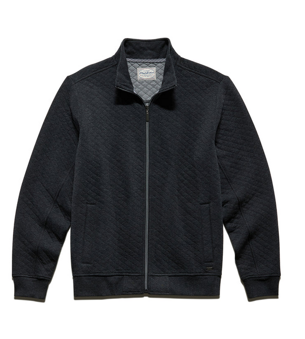 Alloway Quilted Full Zip Jacket in Charcoal - Mock Neck Layering