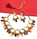 Elegant gold plated Kundan necklace set for bridal wear