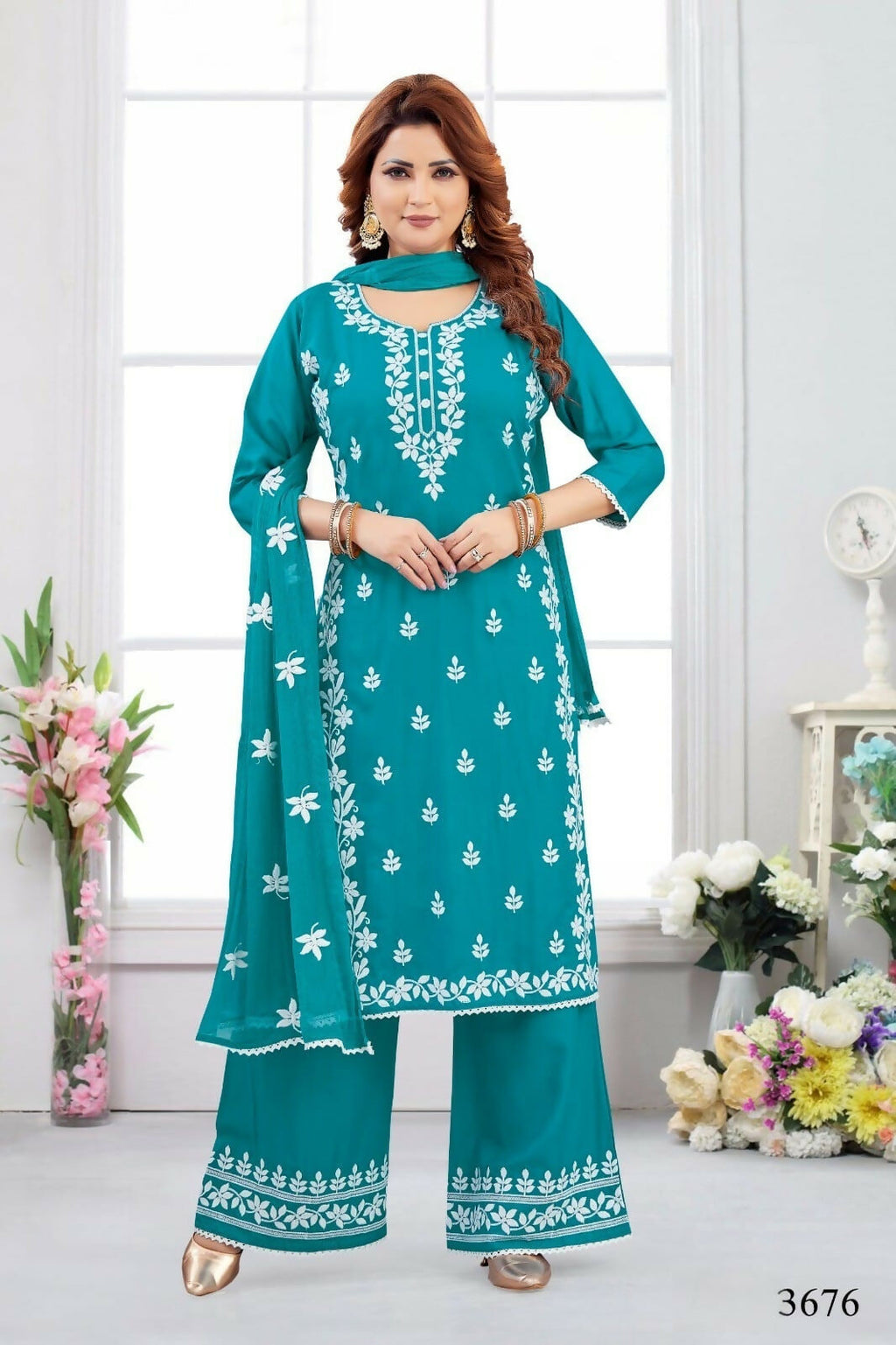 Rama Green Rayon Kurta Set – Elegant 3-Piece Ethnic Ensemble
