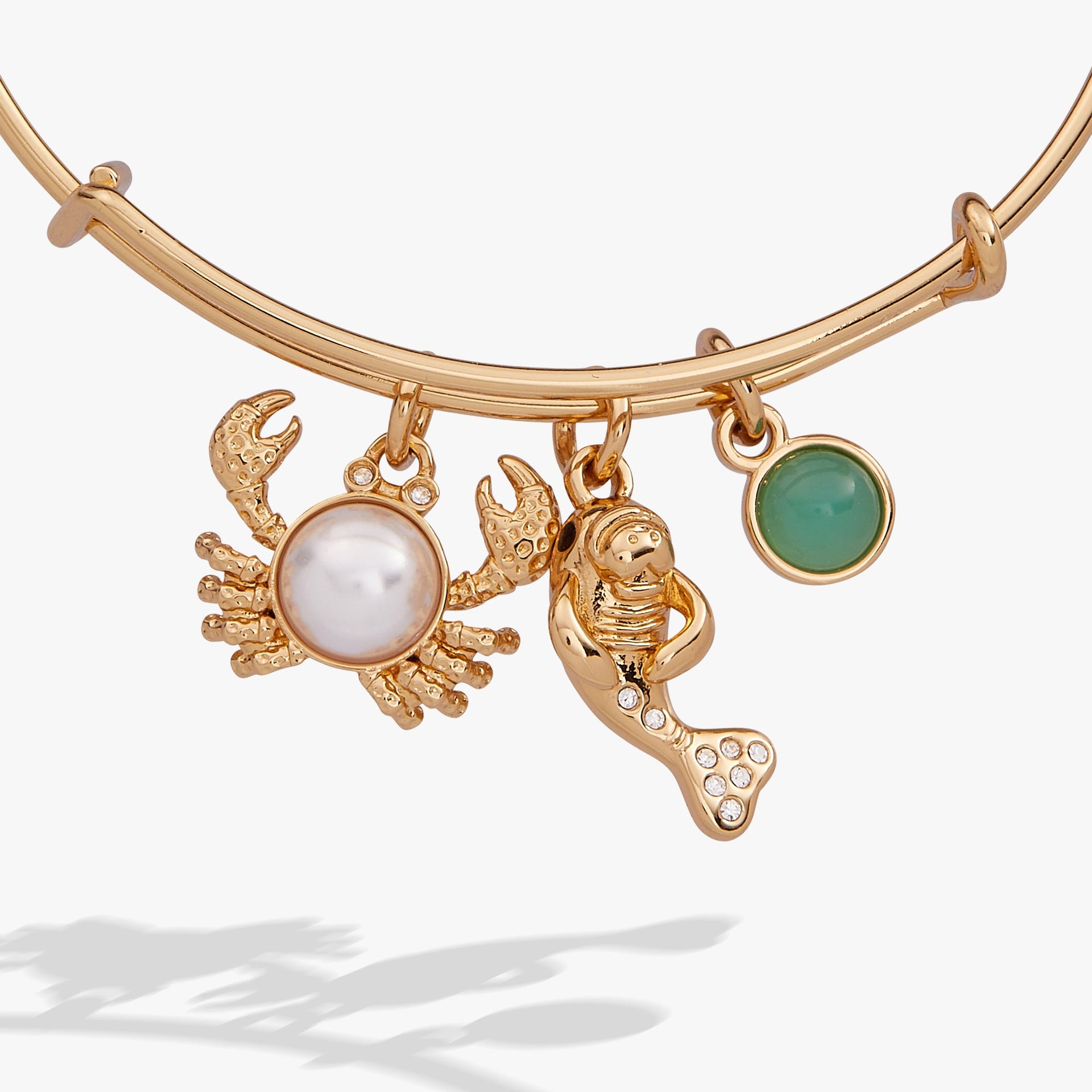Sea Creature Multi Charm Bangle with Pearl and Aquamarine Details