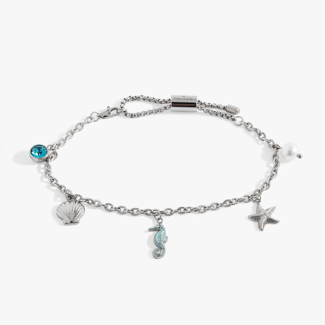 Seaside Charm Anklet with Seashell, Seahorse and Crystal Accents