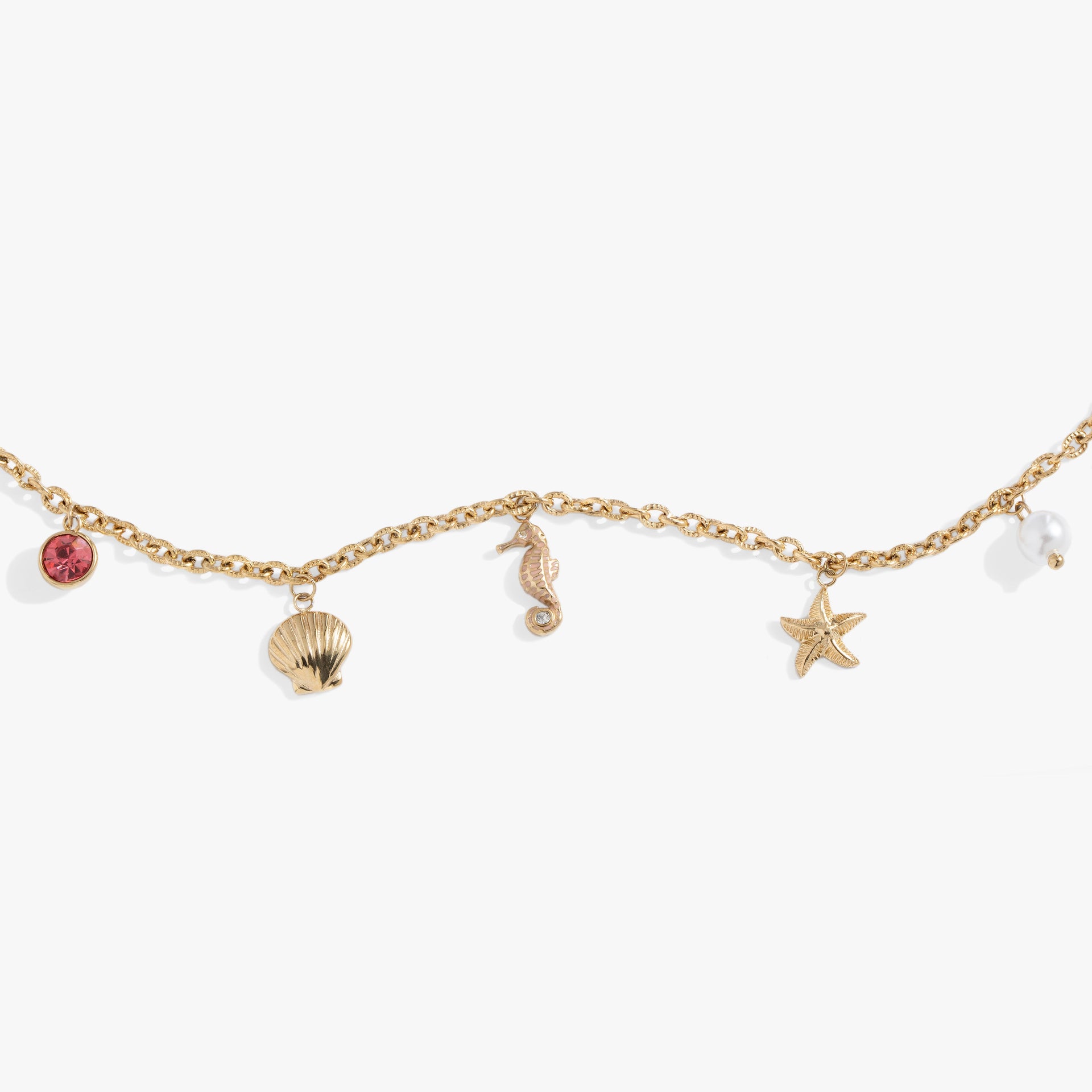 Seaside Charm Anklet with Seashell, Seahorse and Crystal Accents