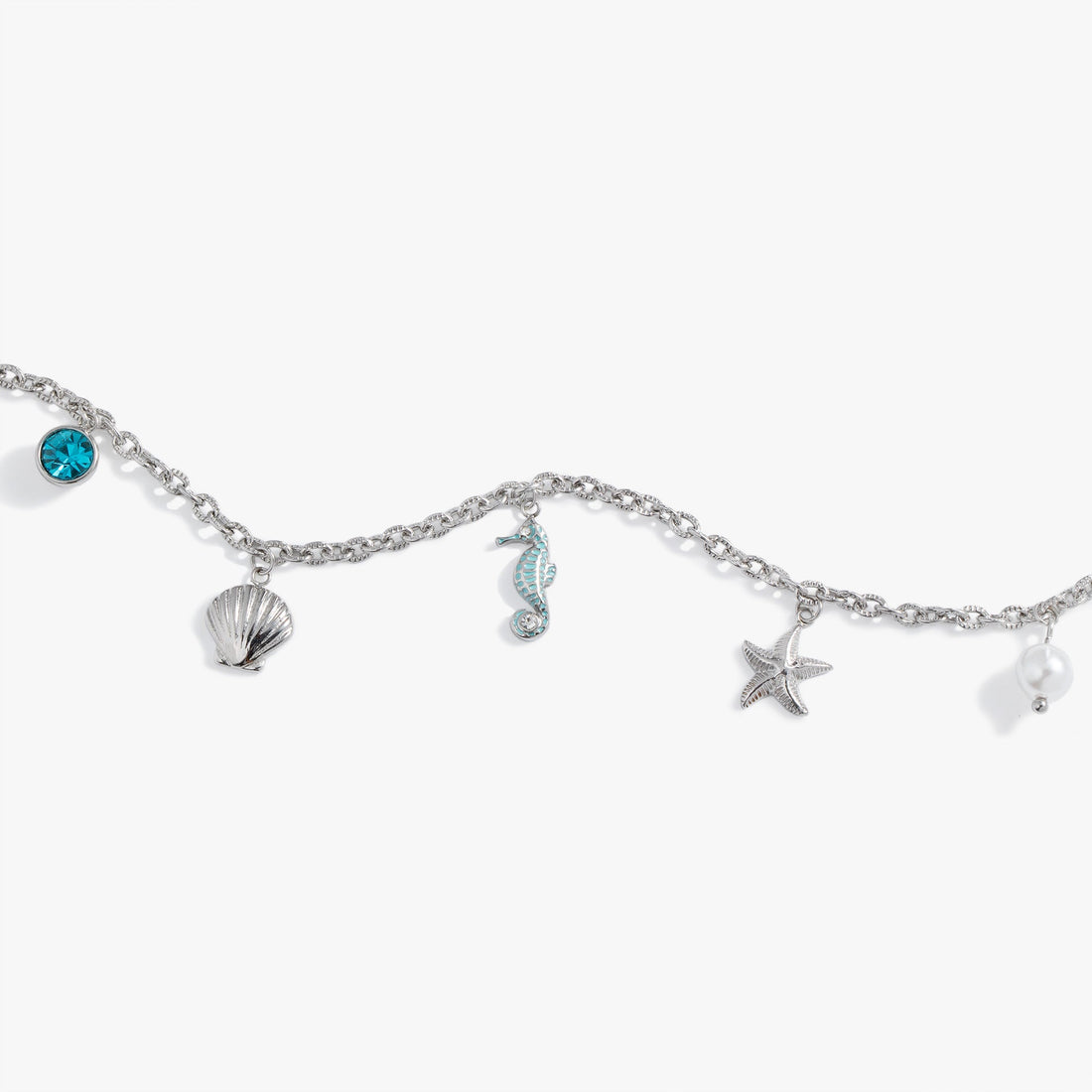 Seaside Charm Anklet with Seashell, Seahorse and Crystal Accents