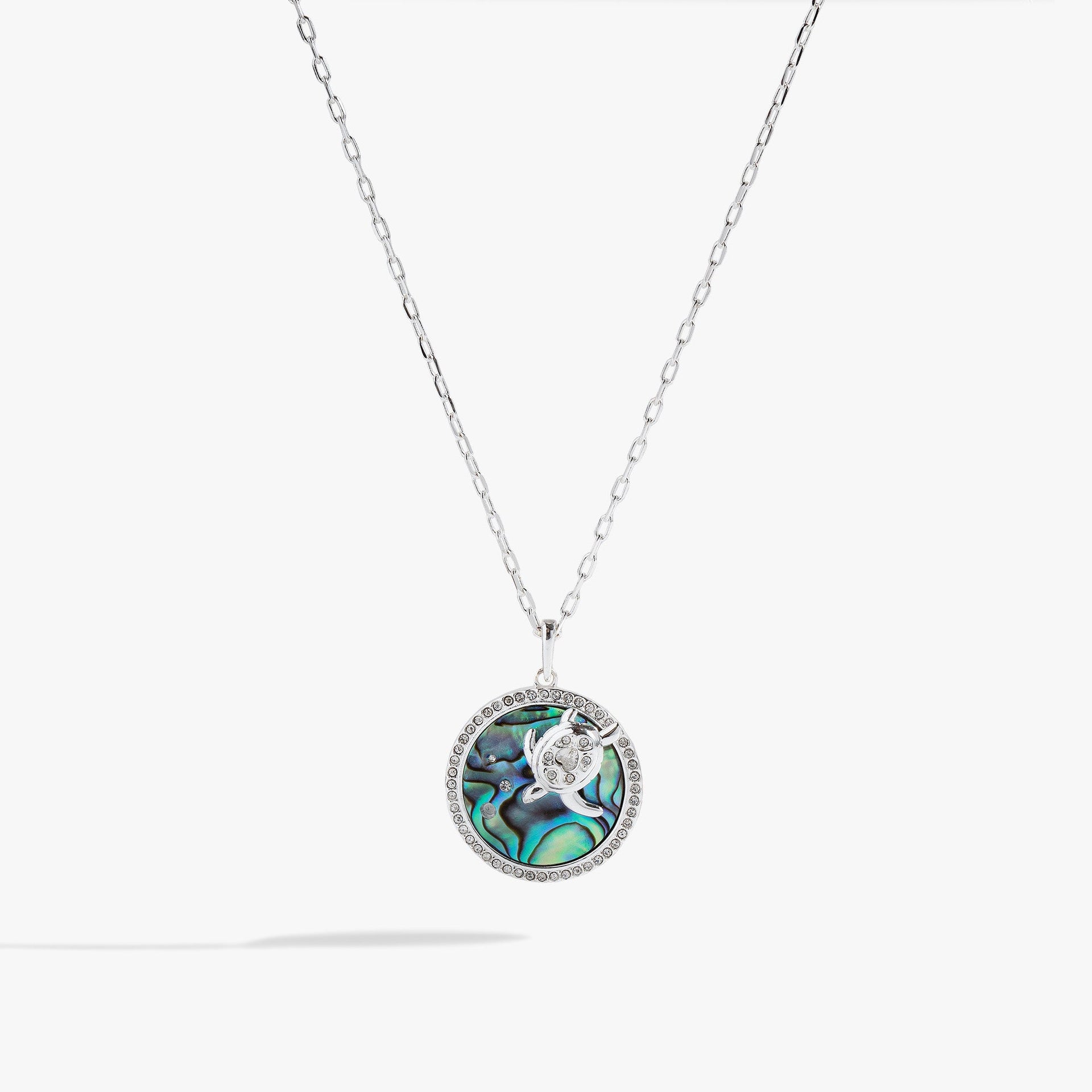 Sea Turtle and Abalone Adjustable Necklace with Crystals