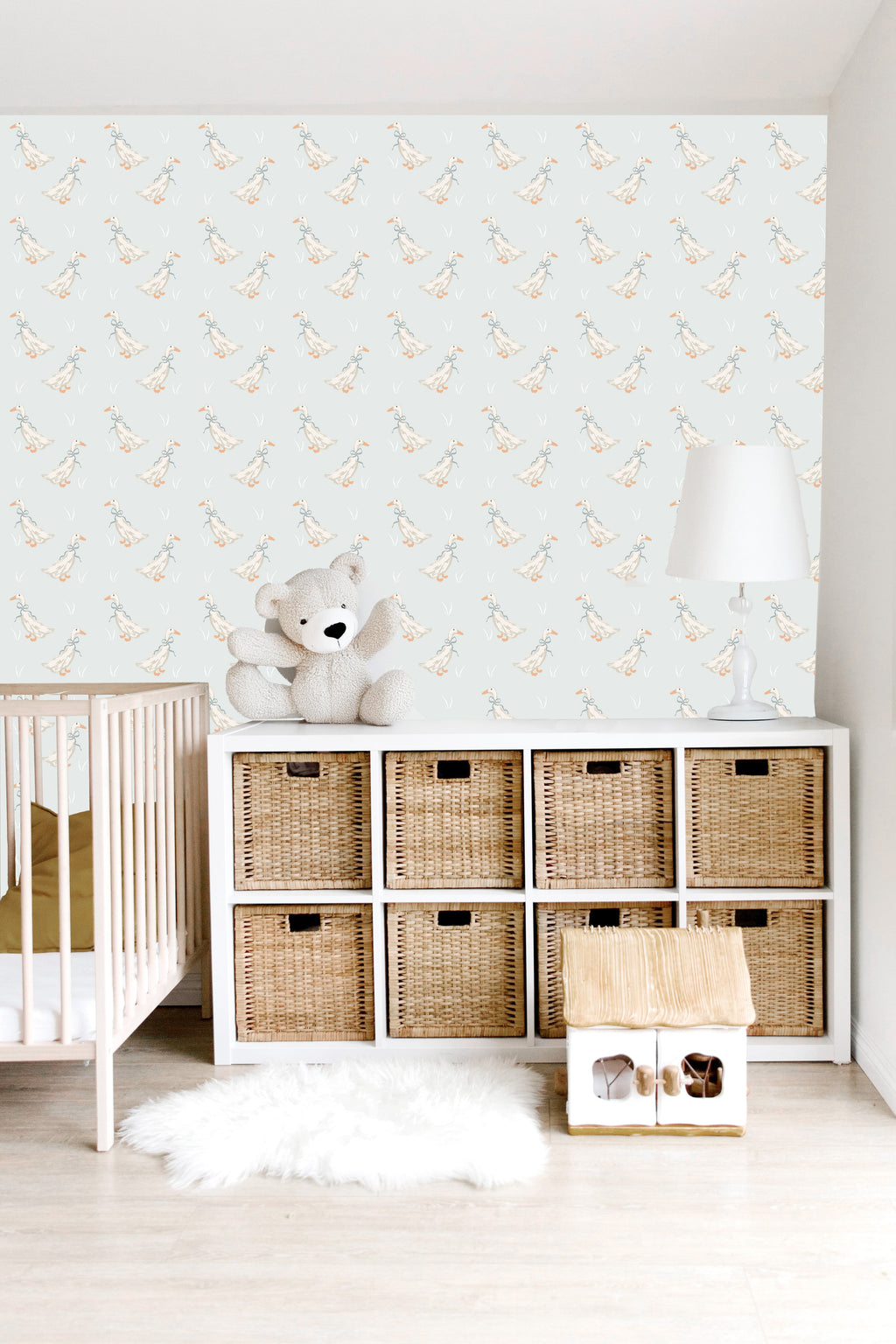 Gable Removable Wallpaper in Sage Green and White
