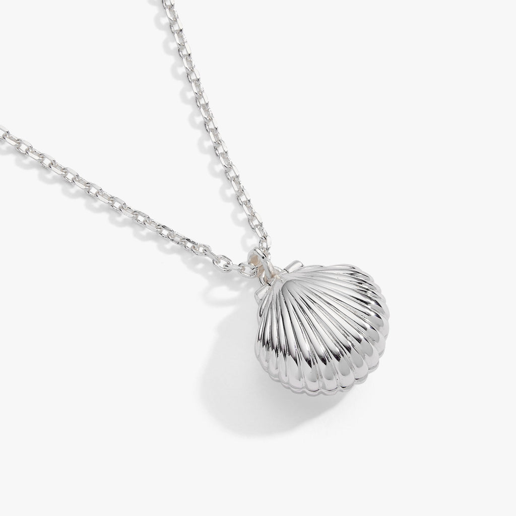 Seashell Locket Pendant with Pearl Accent and Hidden Message