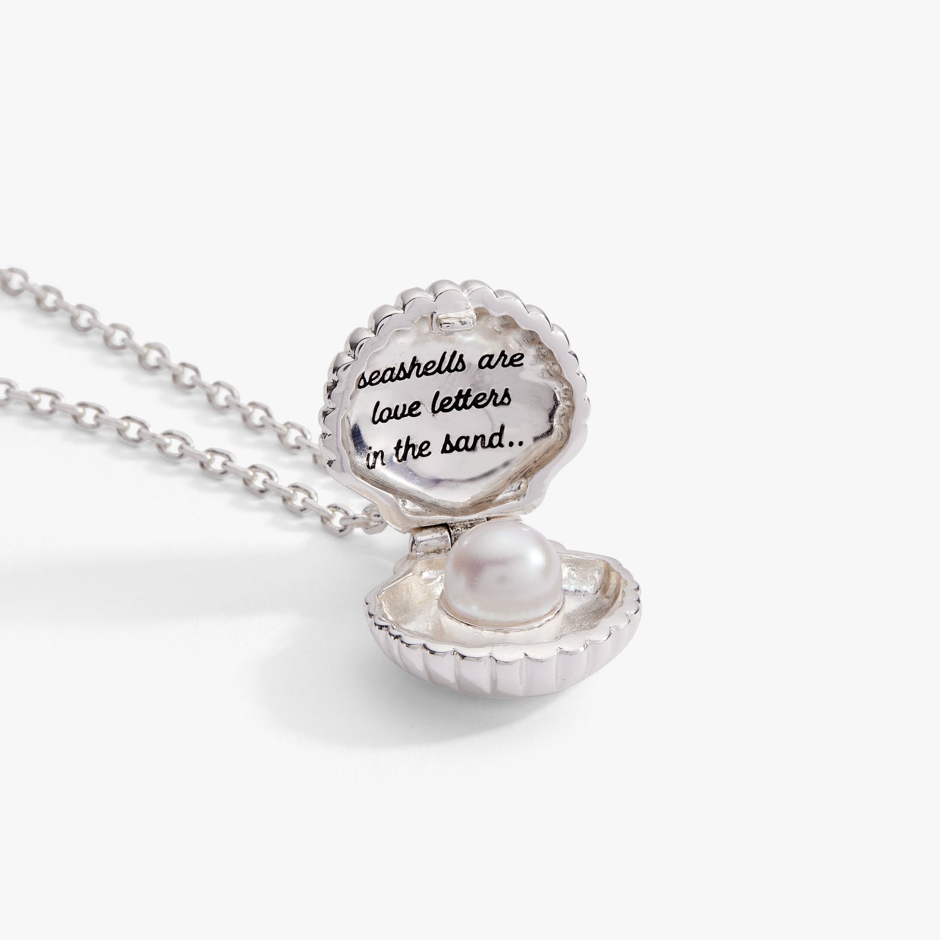 Seashell Locket Pendant with Pearl Accent and Hidden Message