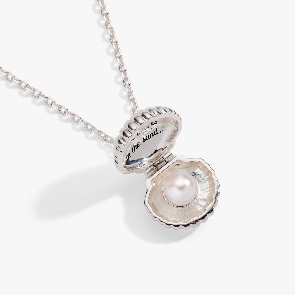 Seashell Locket Pendant with Pearl Accent and Hidden Message