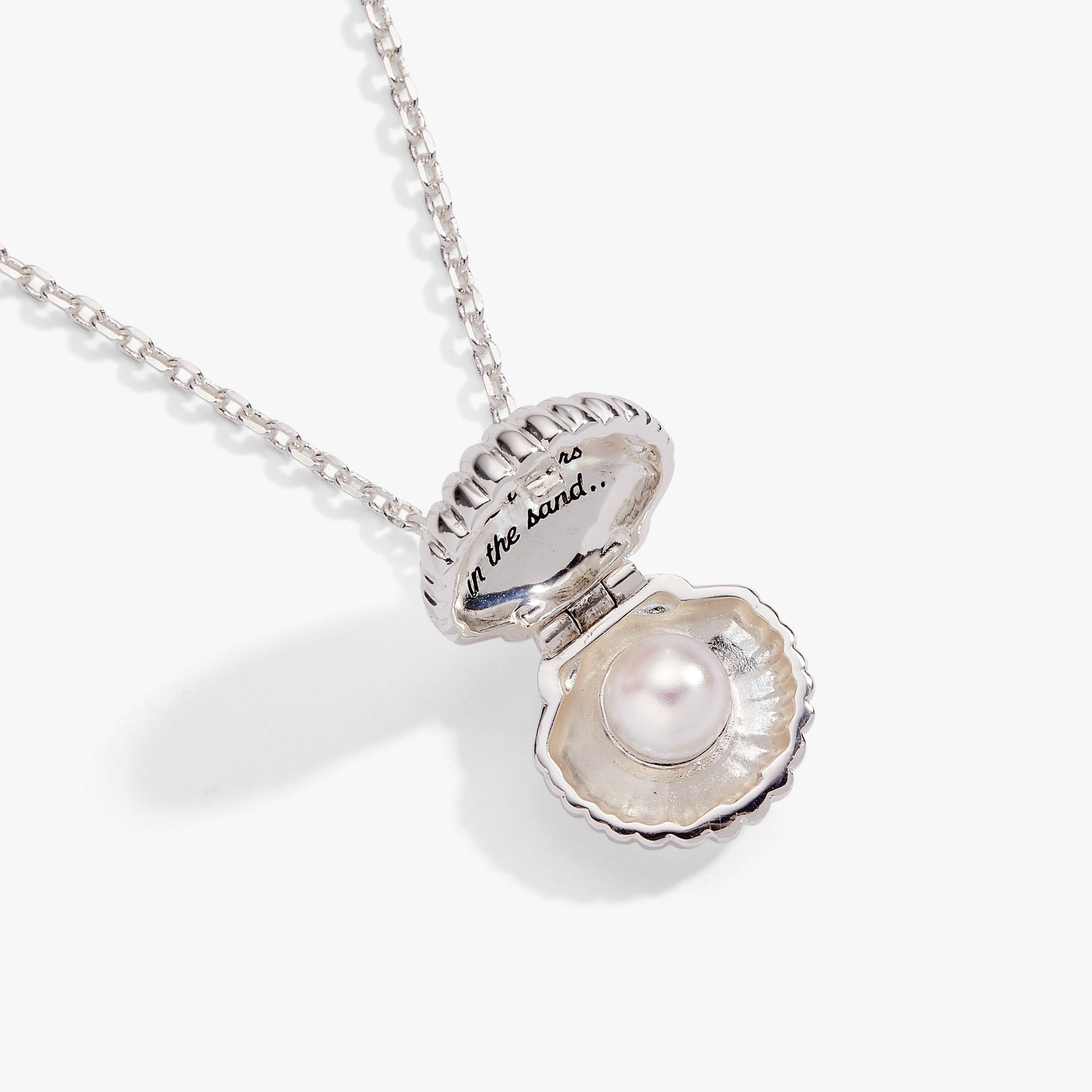 Seashell Locket Pendant with Pearl Accent and Hidden Message
