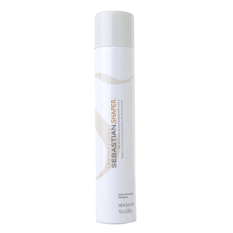 Sebastian Professional Shaper 10.6oz hairspray bottle in minimalist beige and white packaging