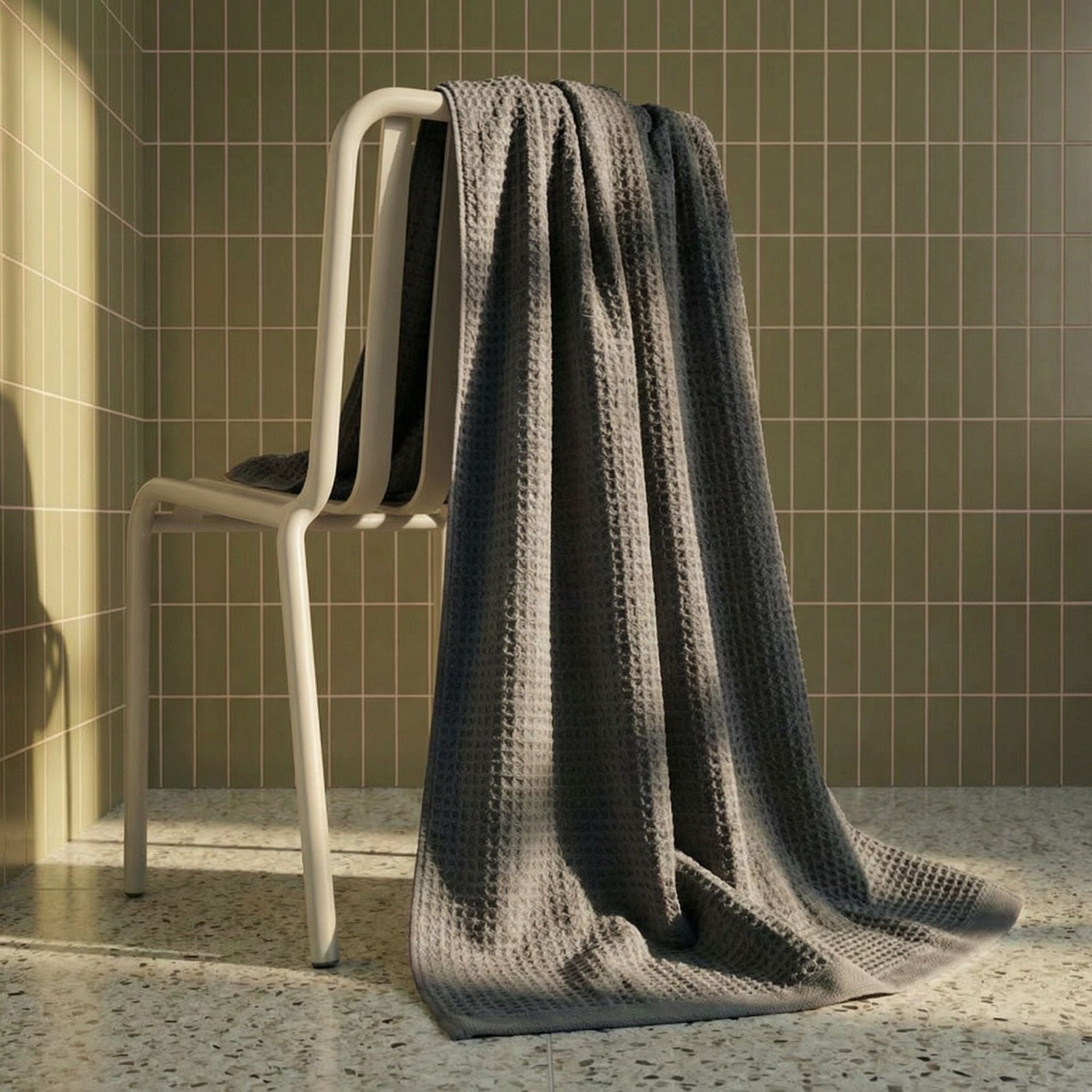 Sedona White Cotton Waffle Weave Bath Towel