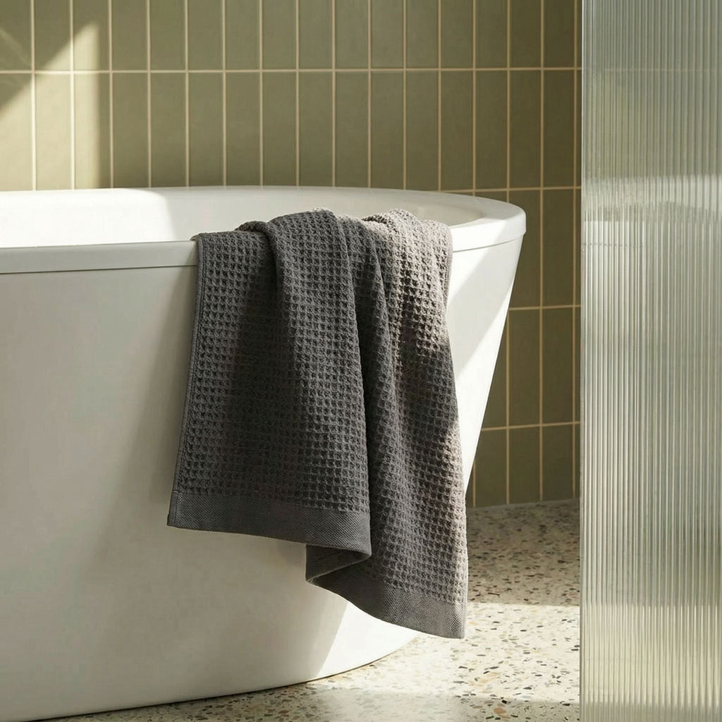Sedona White Cotton Waffle Weave Bath Towel