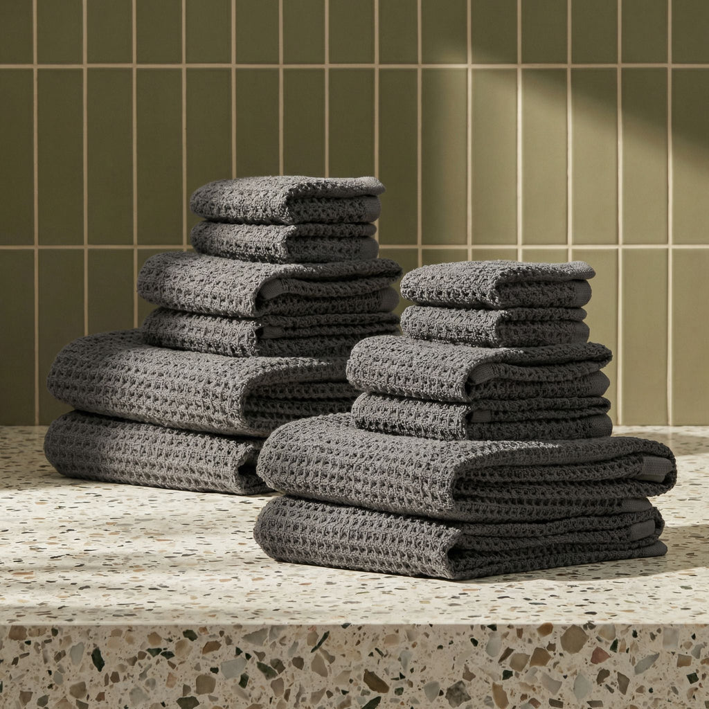 Sedona White Cotton Waffle Weave Bath Towel