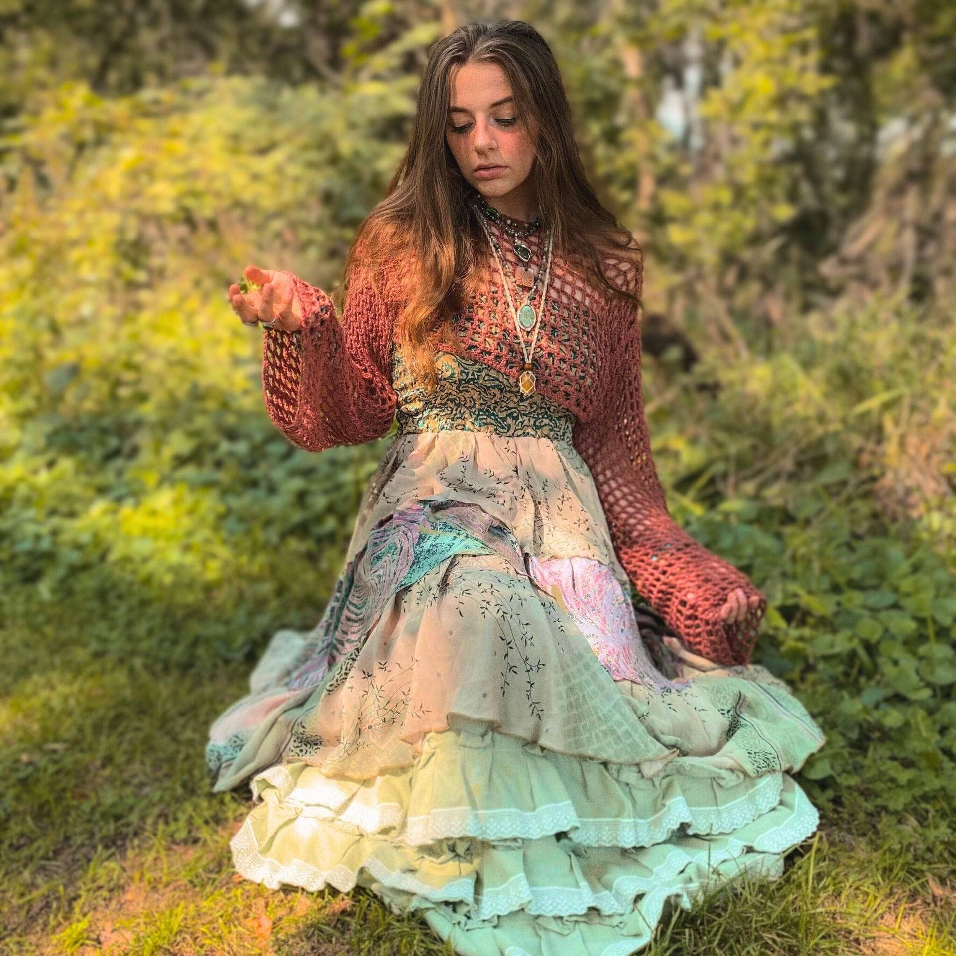 Sedona Patchwork Midi Dress: Bohemian A-Line Sleeveless Dress