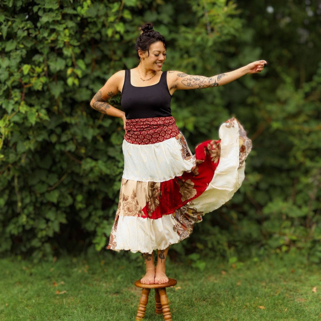 Sedona Patchwork Midi Dress: Bohemian A-Line Sleeveless Dress