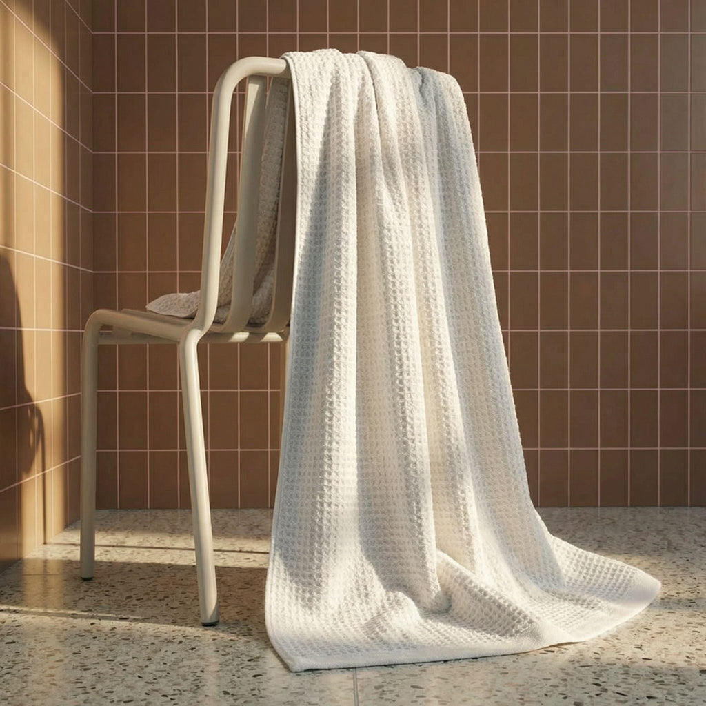Sedona White Cotton Waffle Weave Bath Towel