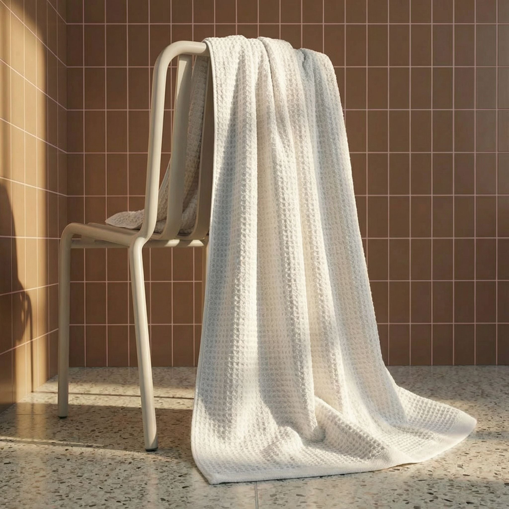 Sedona White Cotton Waffle Weave Bath Towel