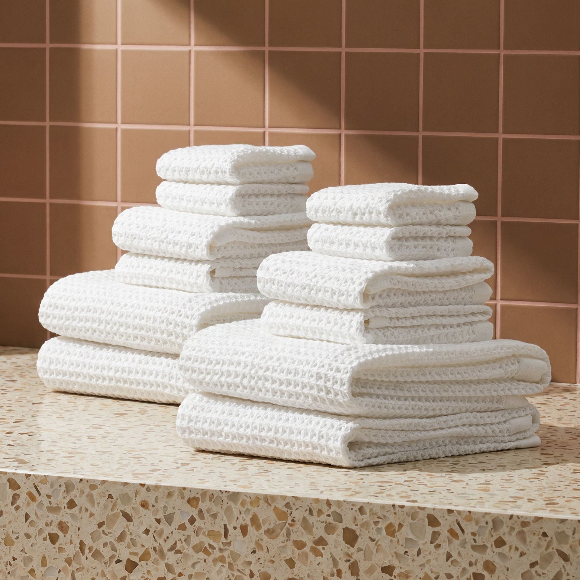 Sedona White Cotton Waffle Weave Bath Towel